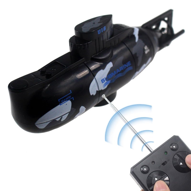 Tipmant Mini RC Submarine Remote Control Boat Ship Military Model Electric Water Toy Waterproof Diving Kids Gift Black - Image 1